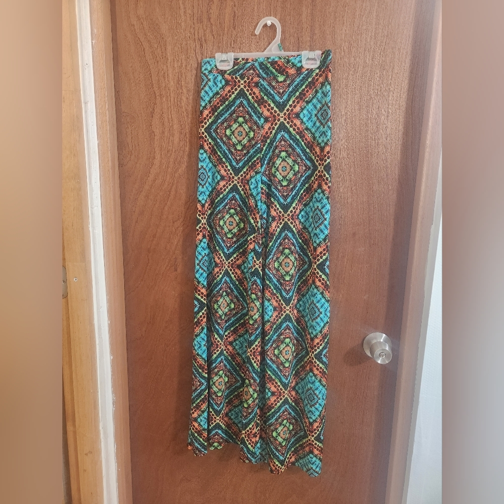 Vintage Etnic Print Multi Colors Palazzo Pants Size: Small